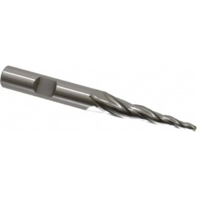 OSG 5 per Side 3/32 Small End Diam 1-1/2 LOC 3-Flute Cobalt Tapered Square End Mill Uncoated, 3/8 Shank Diam, 3-5/16 ...